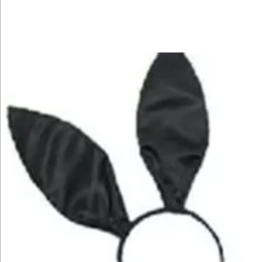 - Black bunny satin headband ears playboy playmate costume sexy outfit doll - Picture 2 of 2